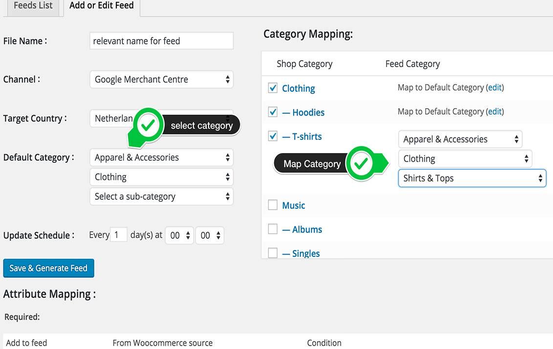 Settings for WooCommerce Google Feed Manager