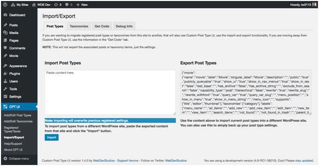Custom Post Type UI's import tool