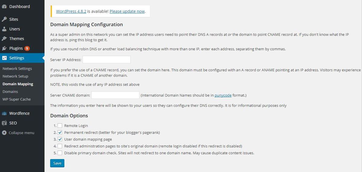 Configuration of WordPress MU Domain Mapping