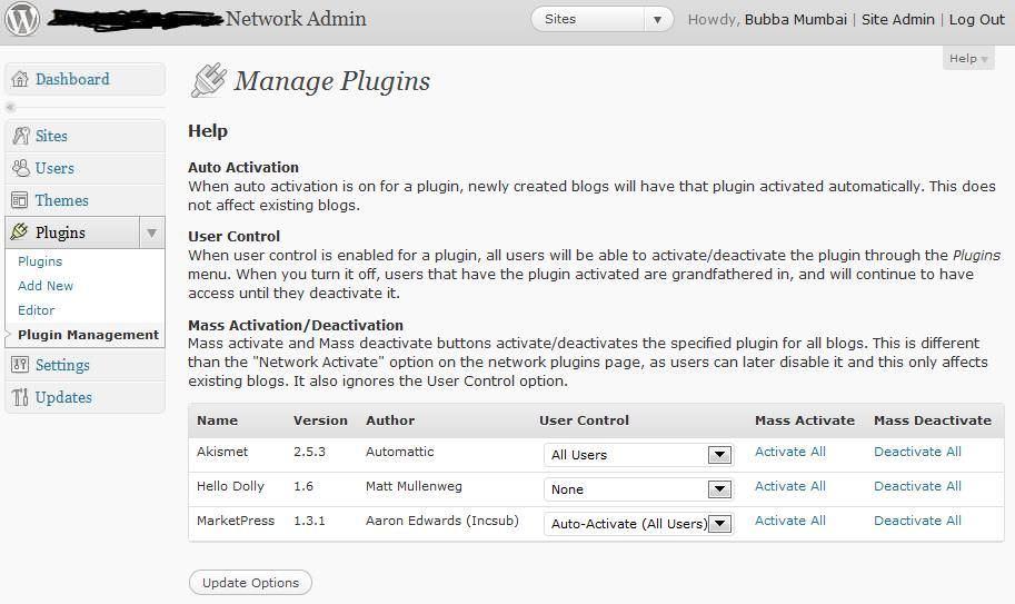 Manage plugins wih Multisite Plugin Manager