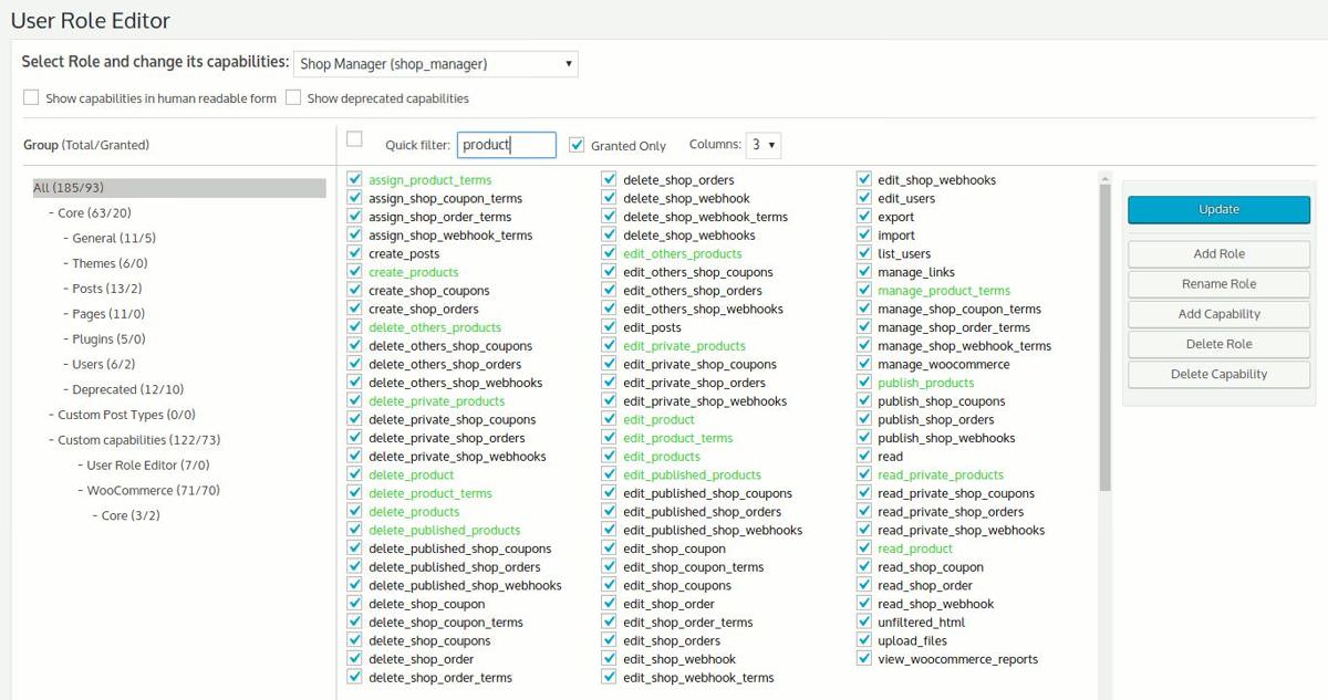 Edit roles & capabilities using User Role Editor