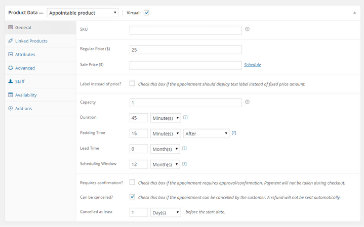 WooCommerce Appointments Settings