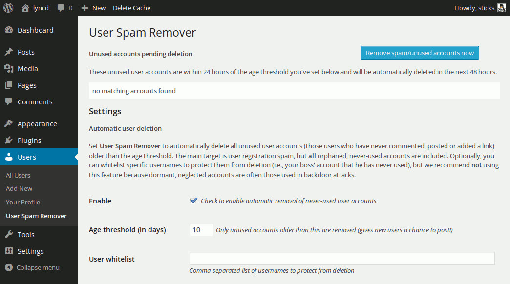 user spam remover
