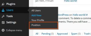 new user menu