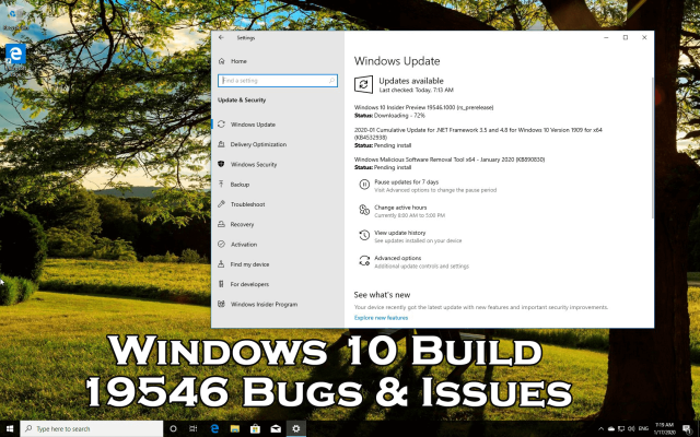 Windows 10 Insider Preview Build 19546